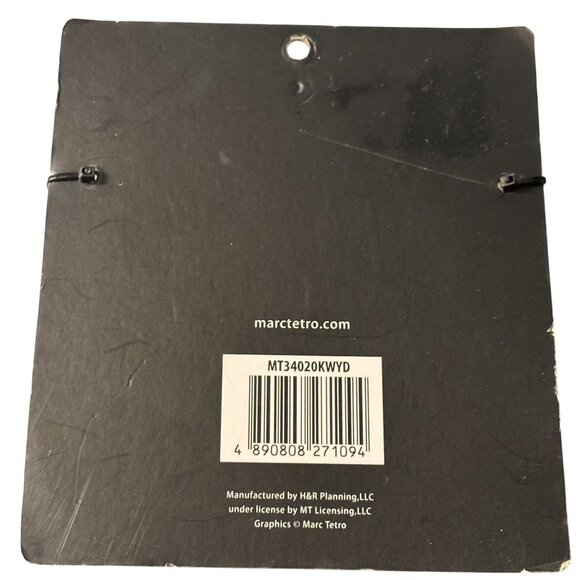 Marc Tetro Small Keychain Wallet Yellow Dachshund Design With Striped Interior - Picture 7 of 7